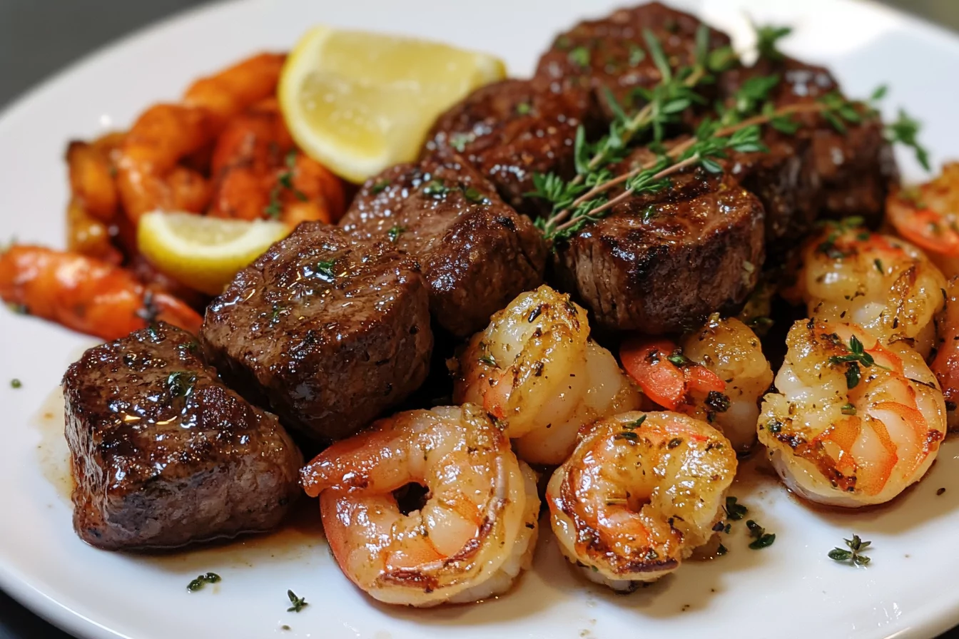 Garlic Butter Steak Bites & Shrimp