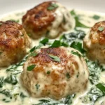 Chicken Ricotta Meatballs with Spinach Alfredo Sauce