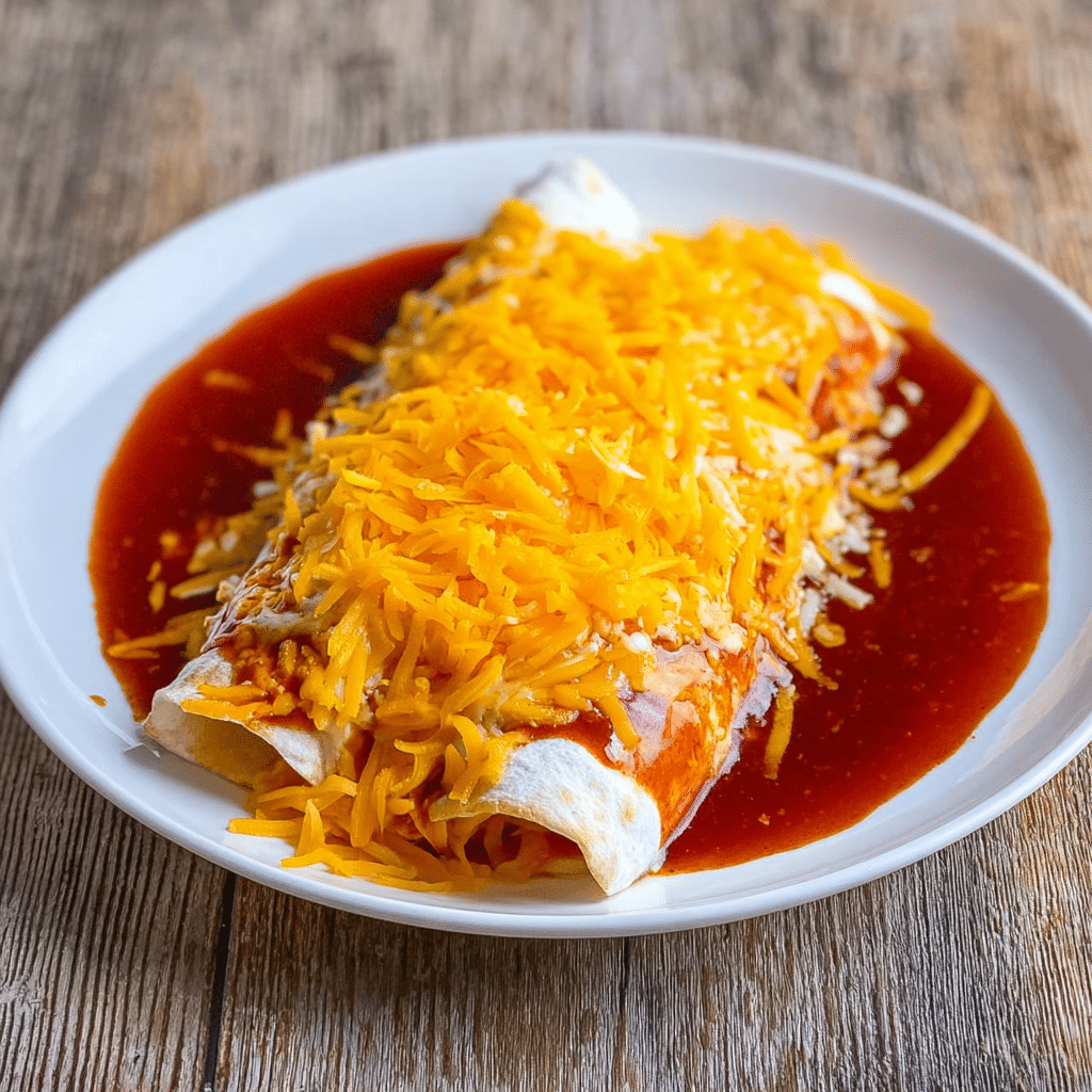 Taco Bell Enchirito Recipe: Irresistible, Easy Copycat You’ll Absolutely Love 13 Taco Bell Enchirito recipe served on a plate with red sauce and cheddar