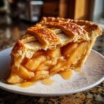 A delicious slice of Apple Pie with Lattice Crust, showing flaky pastry and tender apple filling.
