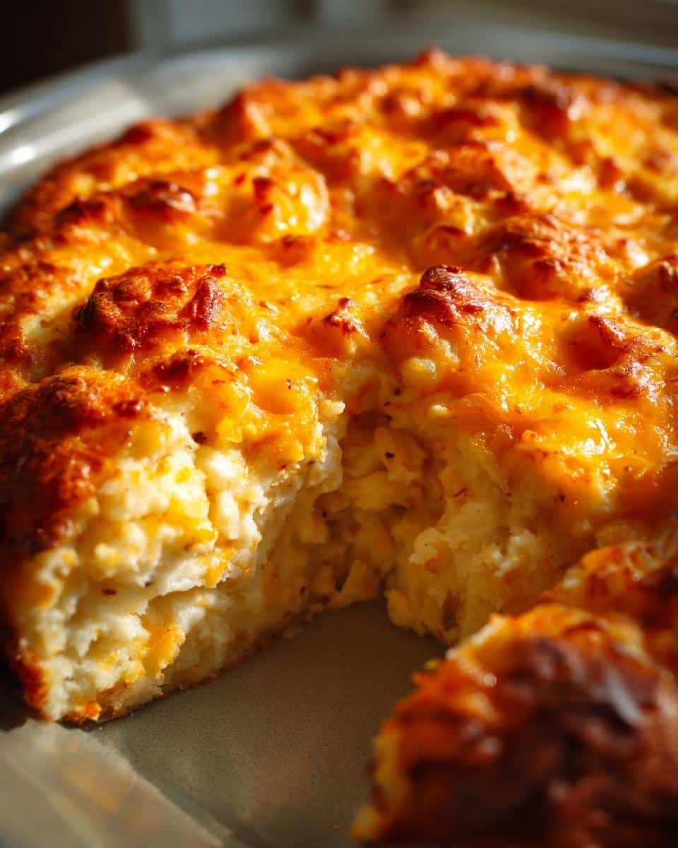 Amazing Mashed Potato Casserole: 30 Min Magic 6 Close-up of a golden-brown baked Mashed Potato Casserole with melted cheese.