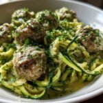 Garlic Butter Meatballs with Zucchini Noodles - Featured