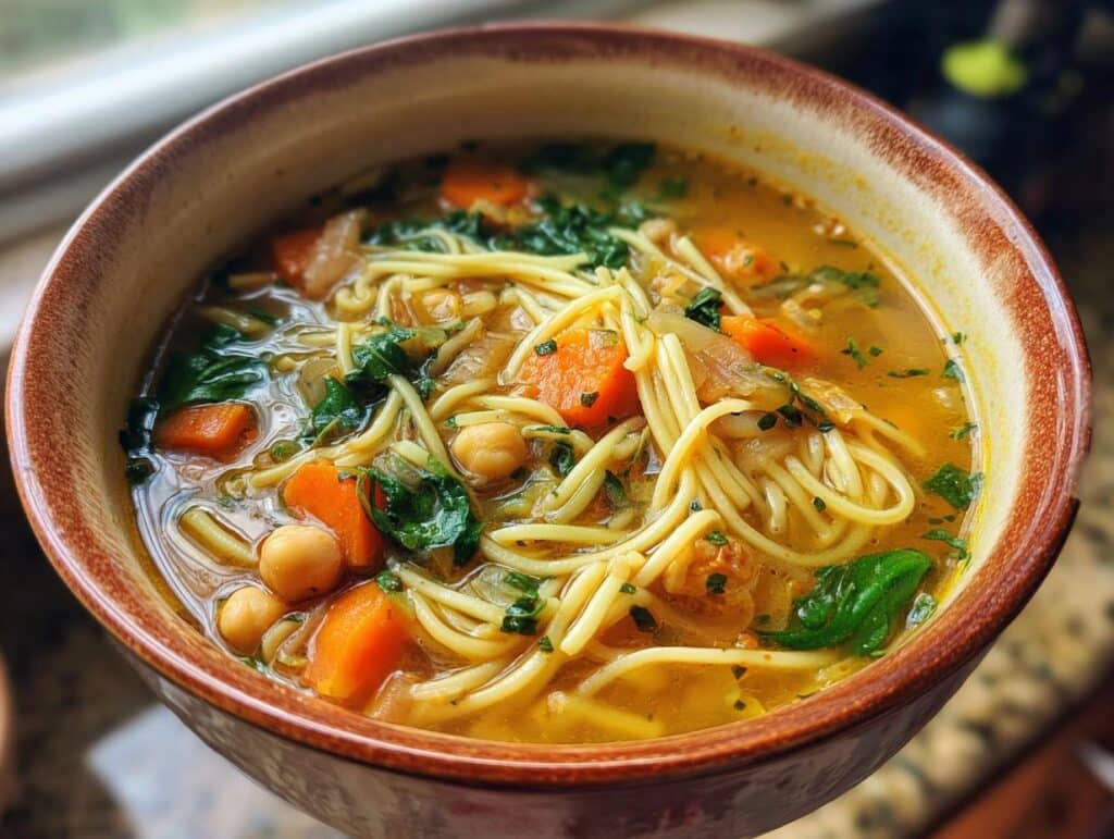 Vegan Chickpea Noodle Soup - Featured