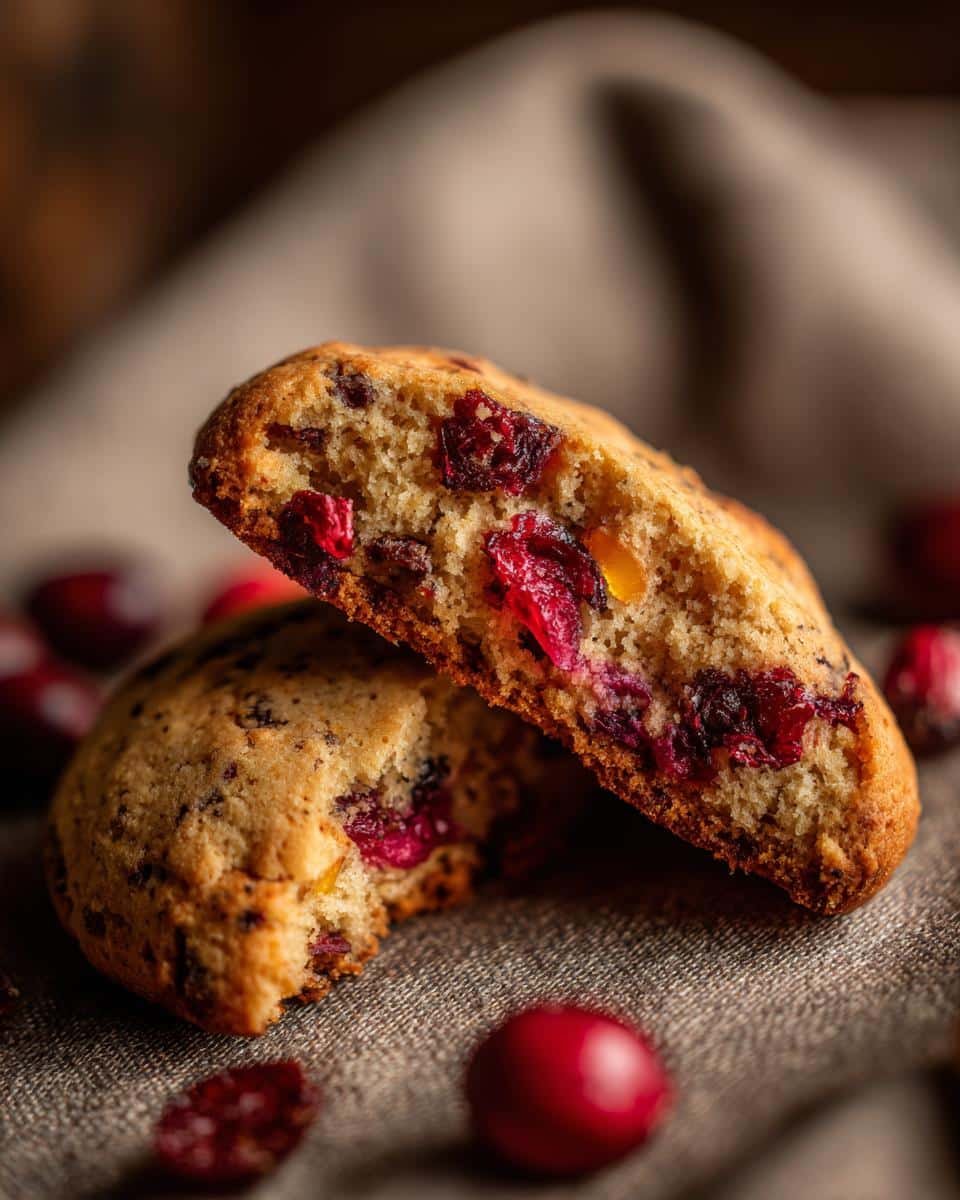 Christmas Cranberry Orange Cookies: 8 Blissful Steps 7 Two halves of a Christmas Cranberry Orange Cookie showing the cranberry and orange pieces inside.