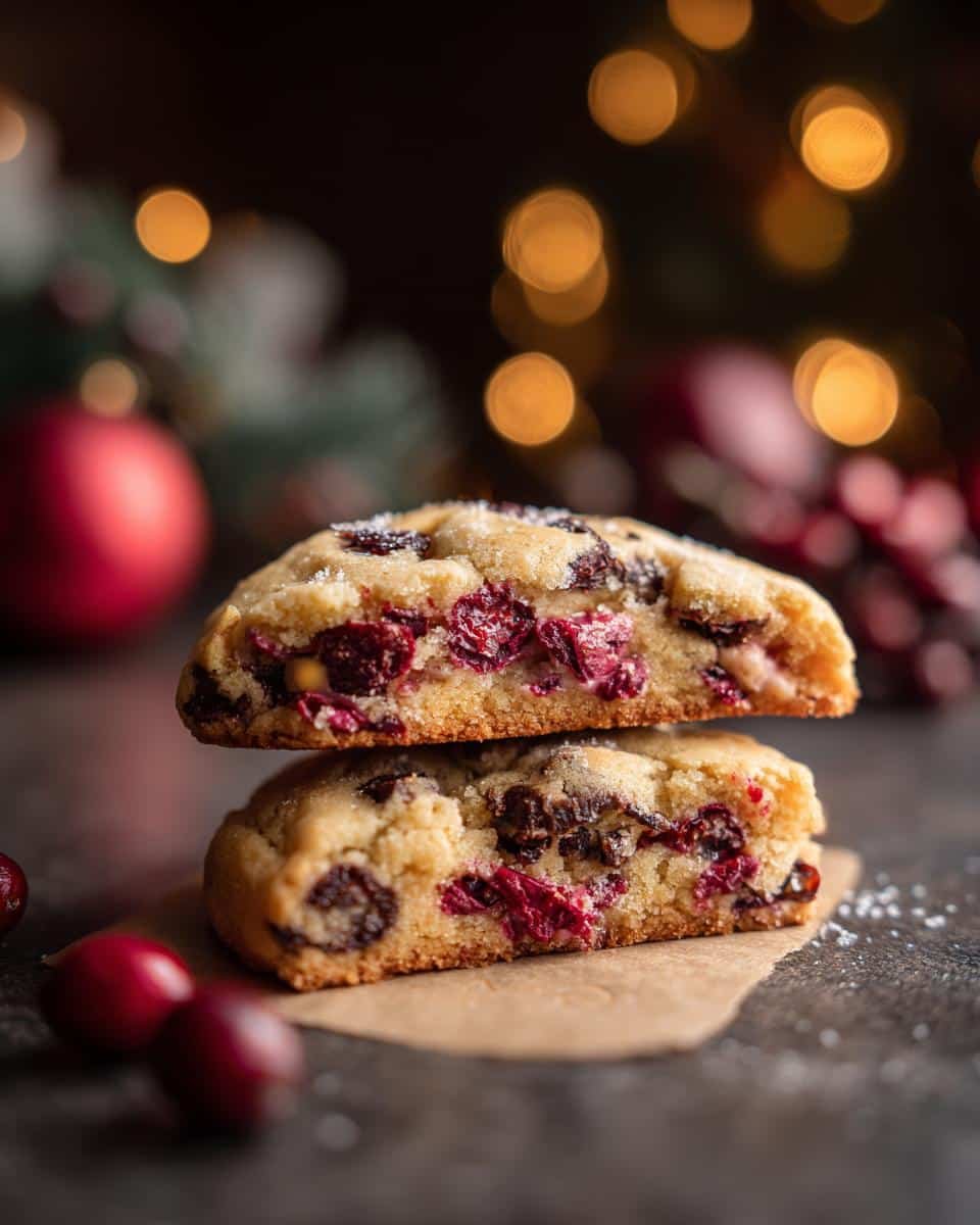 Christmas Cranberry Orange Cookies: 8 Blissful Steps 6 Two Christmas Cranberry Orange Cookies stacked, showing cranberry and orange pieces inside.