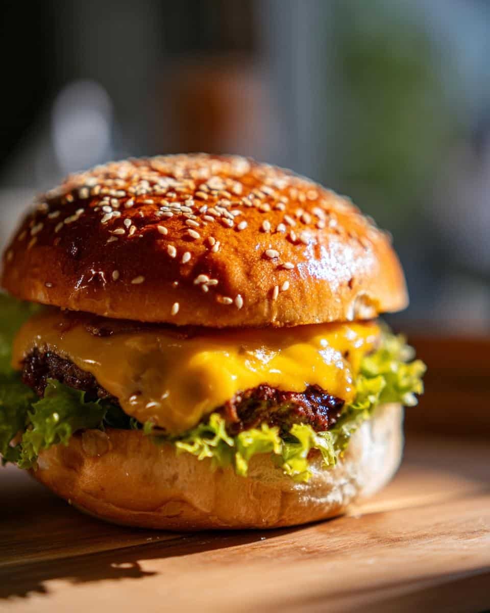 Unbelievably Delicious Crack Burgers: Only 7 Ingredients 7 A mouthwatering Crack Burgers featuring a juicy patty, melted cheese, and fresh lettuce on a sesame seed bun.