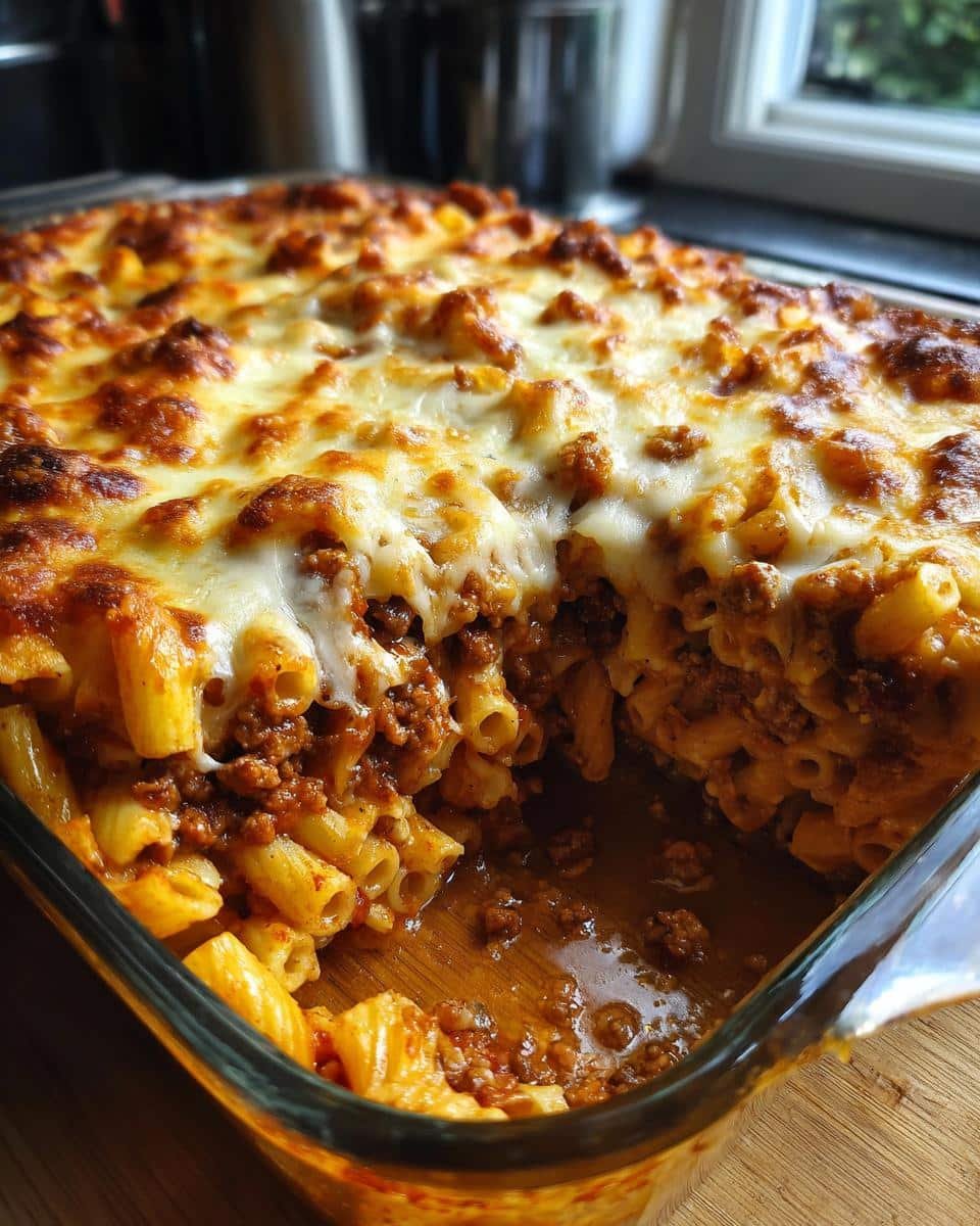 Easy Creamy Ground Turkey Pasta Recipe: Melty & Loved 7 A delicious pan of Creamy Ground Turkey Pasta with Melty Cheese, baked to golden perfection.
