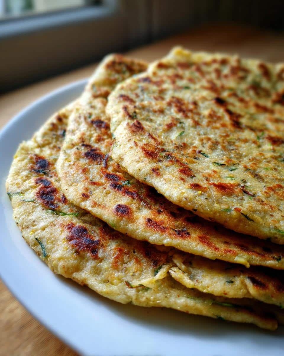 Easy Low Carb Zucchini Tortillas Recipe: 3 Foolproof Tips 6 Stack of homemade Easy Low Carb Zucchini Tortillas on a white plate, showcasing their texture and golden-brown spots.