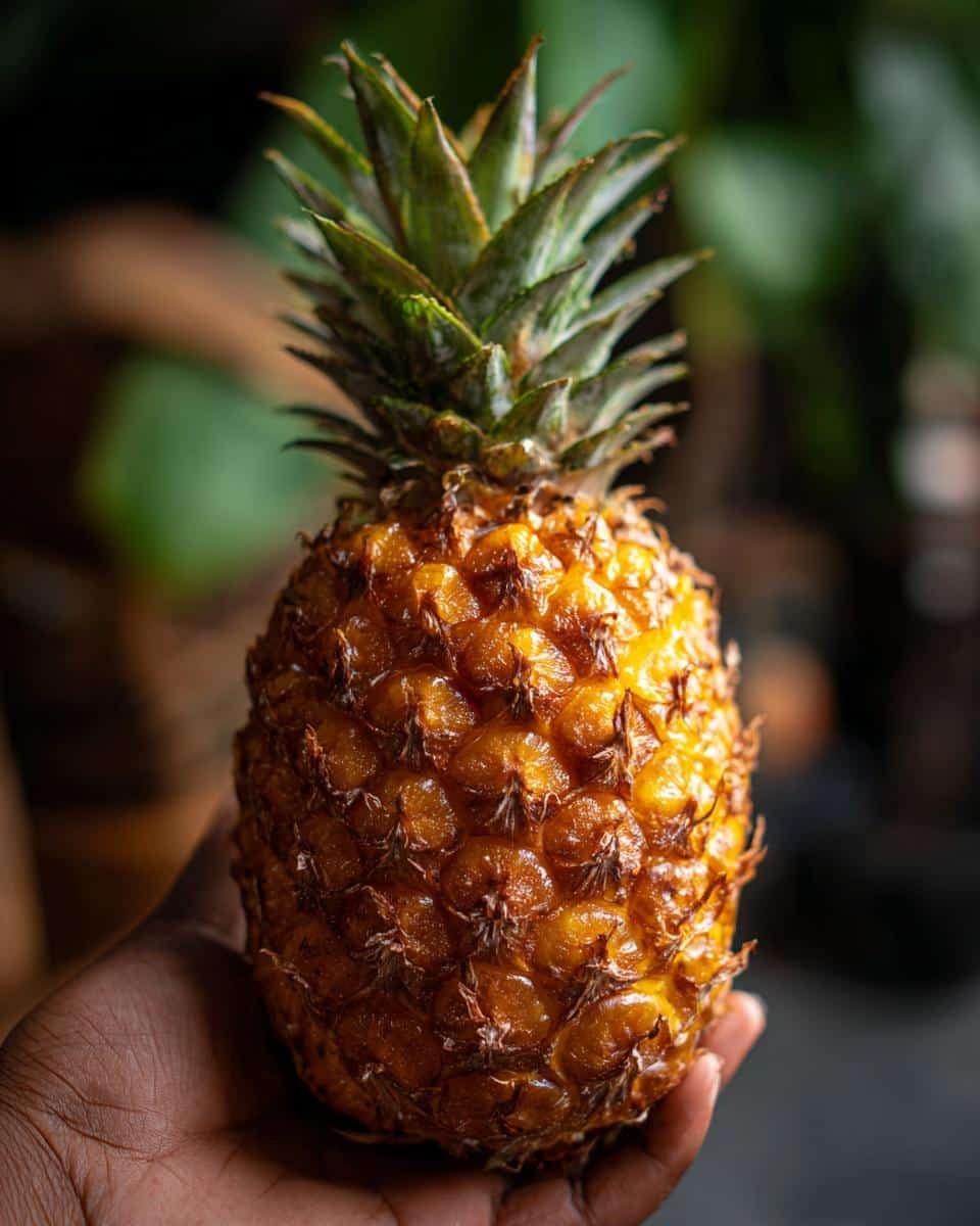 Easy Hawaiian Pineapple Chicken: A Delicious Blunder 6 A hand holding a fresh, ripe pineapple, ready to be used in Hawaiian Pineapple Chicken recipe.
