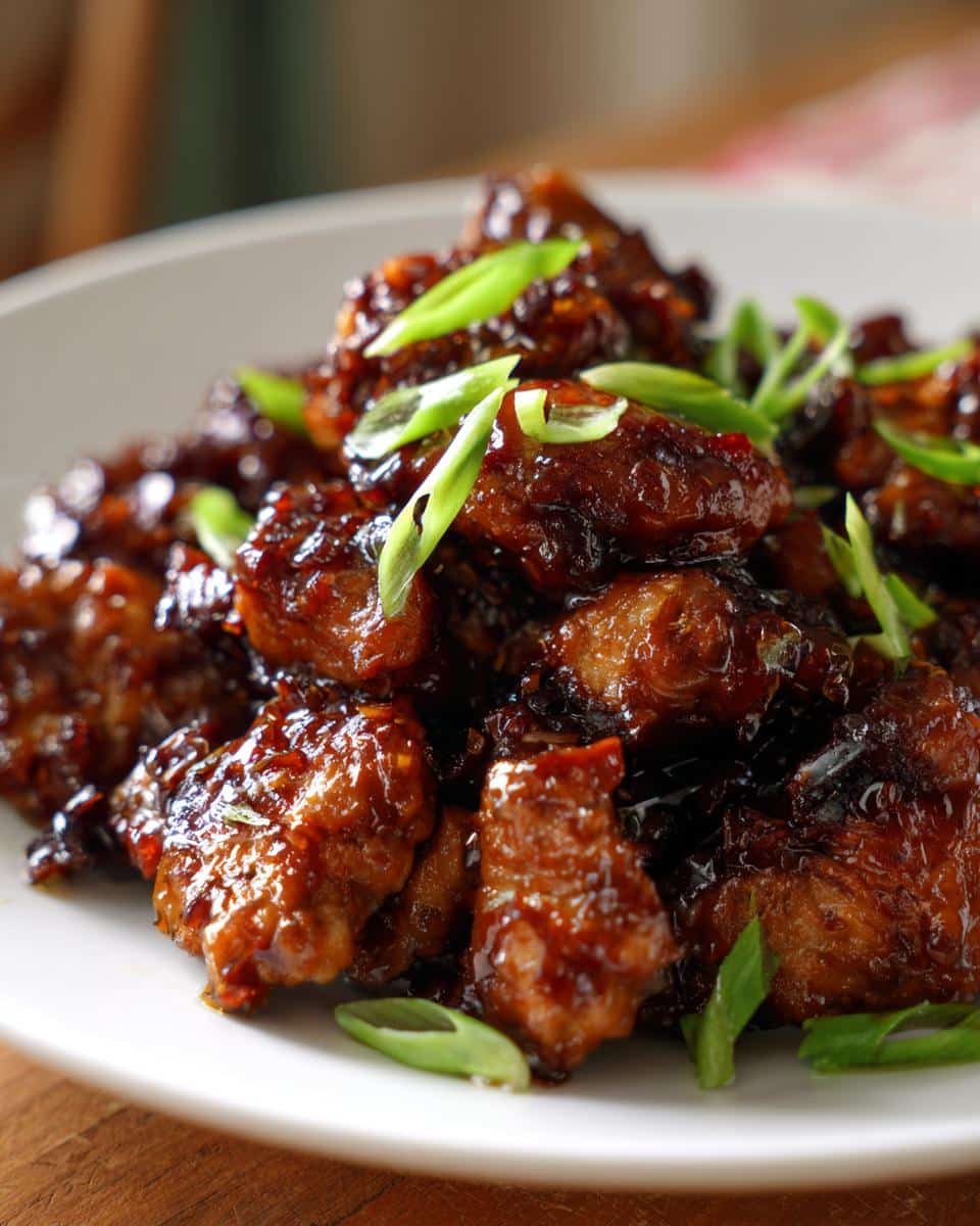 Healthy Orange Chicken: Ditch Takeout Guilt with 5 Steps 8 Close-up of Healthy Orange Chicken pieces on a white plate, garnished with green onions.