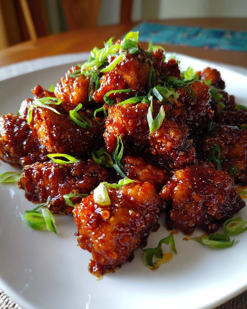 Healthy Orange Chicken: Ditch Takeout Guilt with 5 Steps 6 A plate of glistening Healthy Orange Chicken, garnished with fresh green onions.