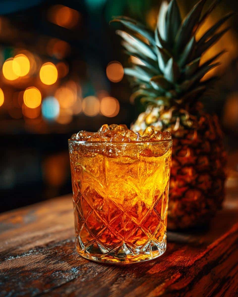 Easy Hawaiian Pineapple Chicken: A Delicious Blunder 8 A refreshing pineapple drink next to a whole pineapple, related to Hawaiian Pineapple Chicken recipe.