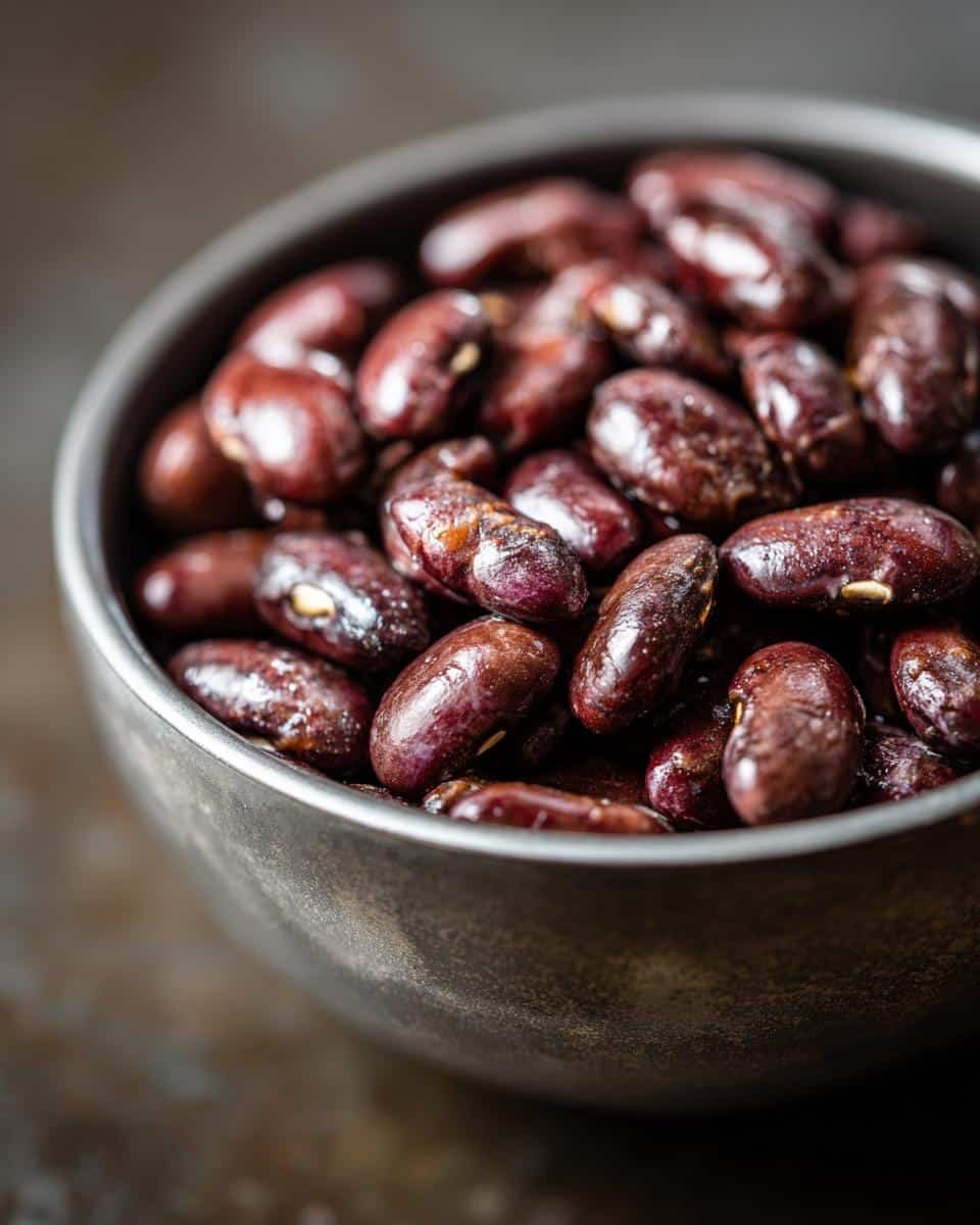 Quick and Easy Seasoned Vegan Black Beans Recipe: A Sin 9 Close-up of seasoned vegan black beans in a rustic metal bowl, ready to be used in a quick and easy recipe.