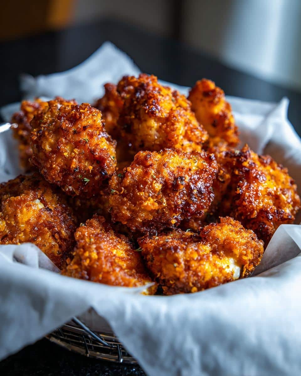 Air Fryer Lemon Chicken Bites: 25-Minute Dinner Win 9 Close-up of crispy Air Fryer Lemon Chicken Bites served in a lined wire basket.