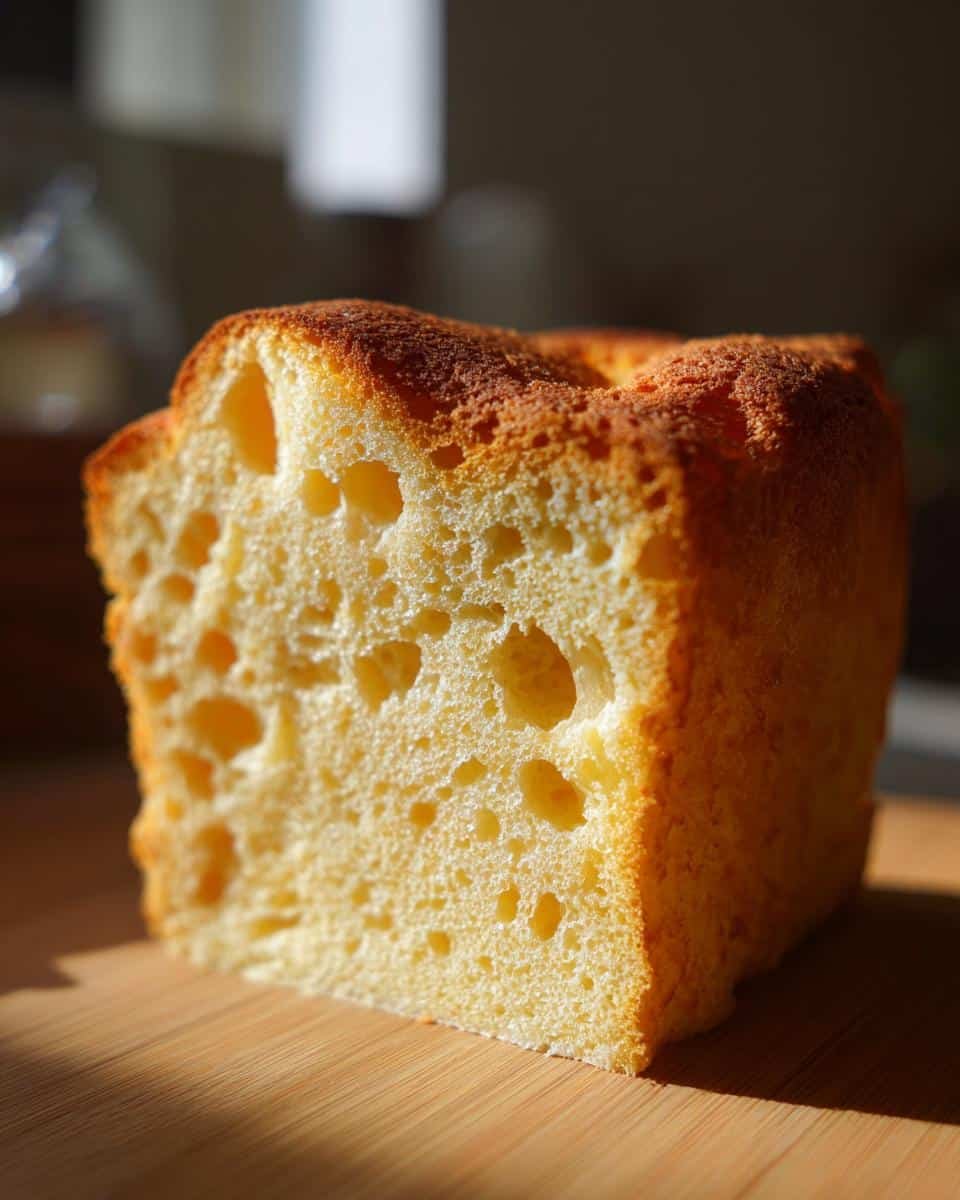 Best Sponge Cake: 6 Eggs to Irresistible Fluff 7 Close-up of a slice of best sponge cake, showcasing its light and airy texture. Golden crust visible.