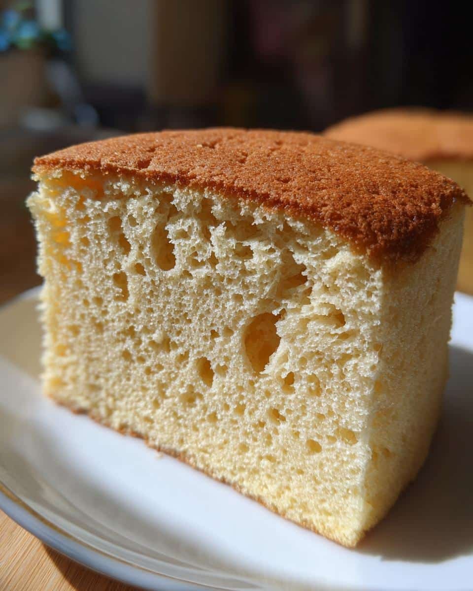 Best Sponge Cake: 6 Eggs to Irresistible Fluff 6 Close-up of a slice of the Best Sponge Cake, showcasing its light and airy texture.