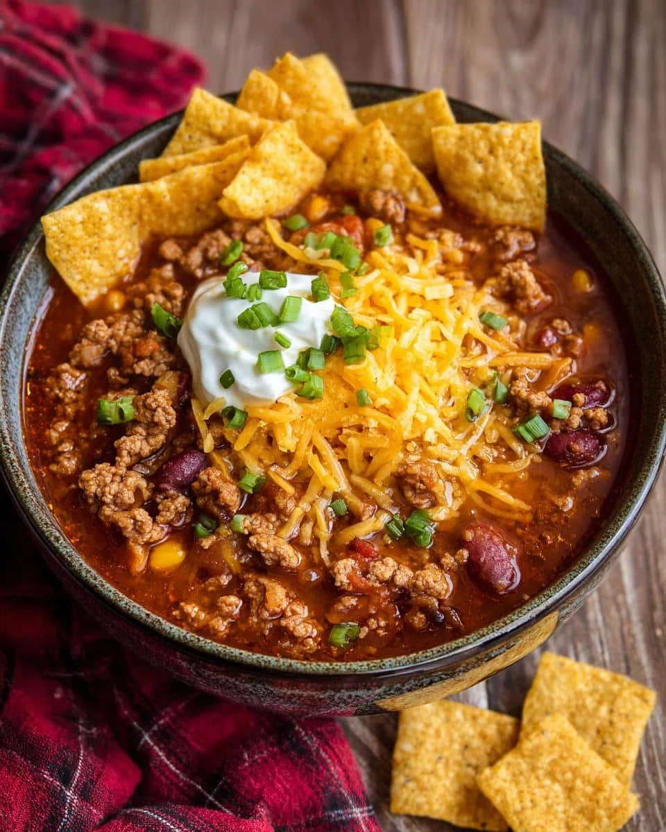 Unbelievable Creamy Mexican Champurrado Recipe in 10 Mins 8 Bowl of chili topped with cheese, sour cream, green onions, and tortilla chips. Not Creamy Mexican Champurrado Recipe.