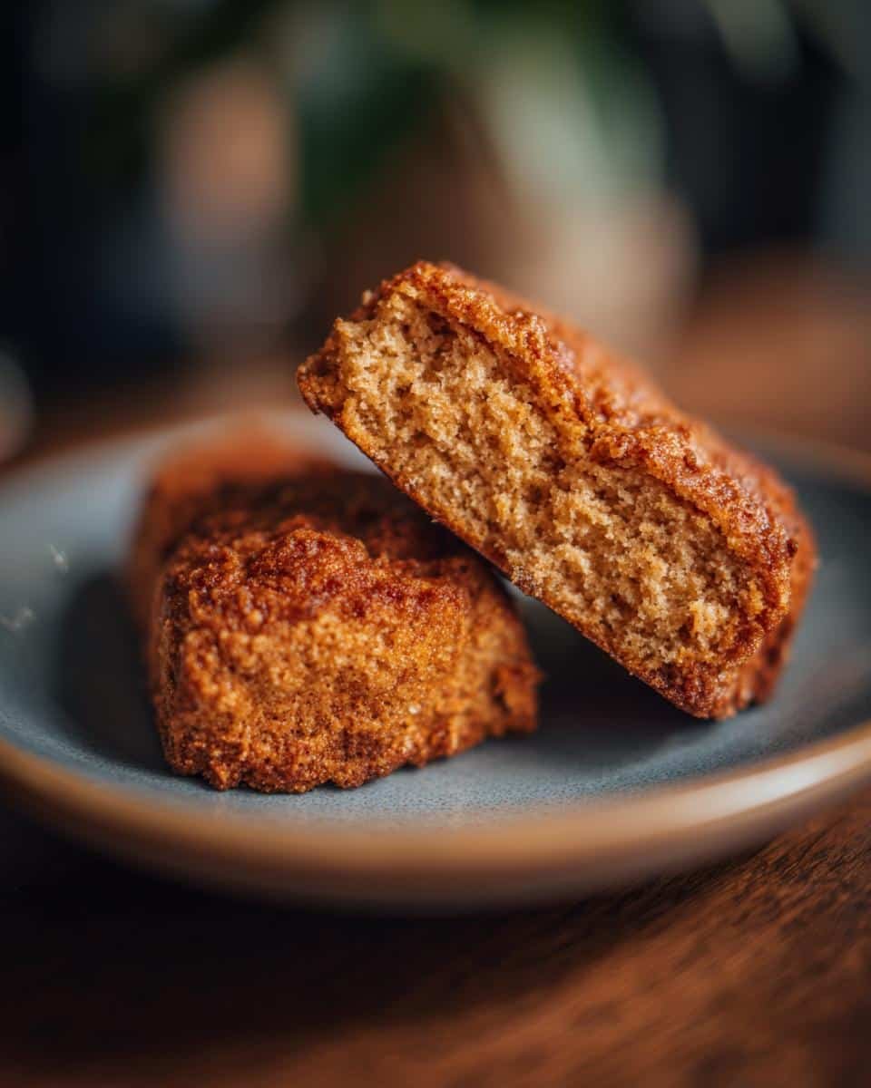 Amazing: Breakfast Protein Biscuits Recipe in 10 Minutes 6 Two breakfast protein biscuits stacked on a plate, showcasing the texture and golden-brown color.