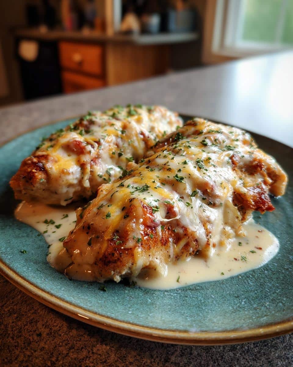 Festive Christmas Tree Macarons Recipe: A Joyful 4 Steps 9 This image does not depict Festive Christmas Tree Macarons Recipe. It shows chicken breasts with cheese and sauce.