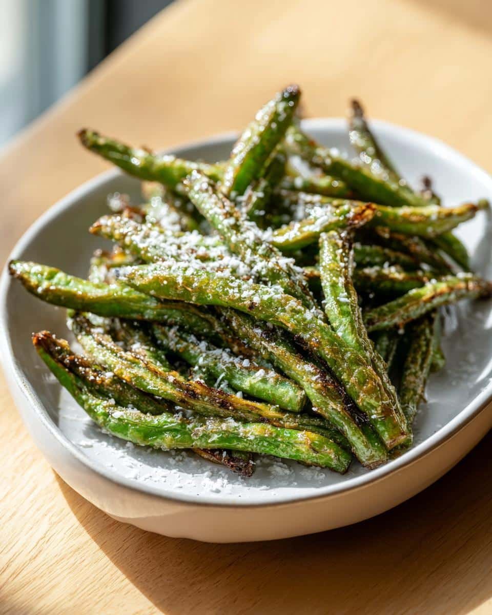 Irresistible Crack Green Beans: 5 Simple Steps 6 A bowl of crispy Crack Green Beans, lightly sprinkled with parmesan cheese and ready to eat.