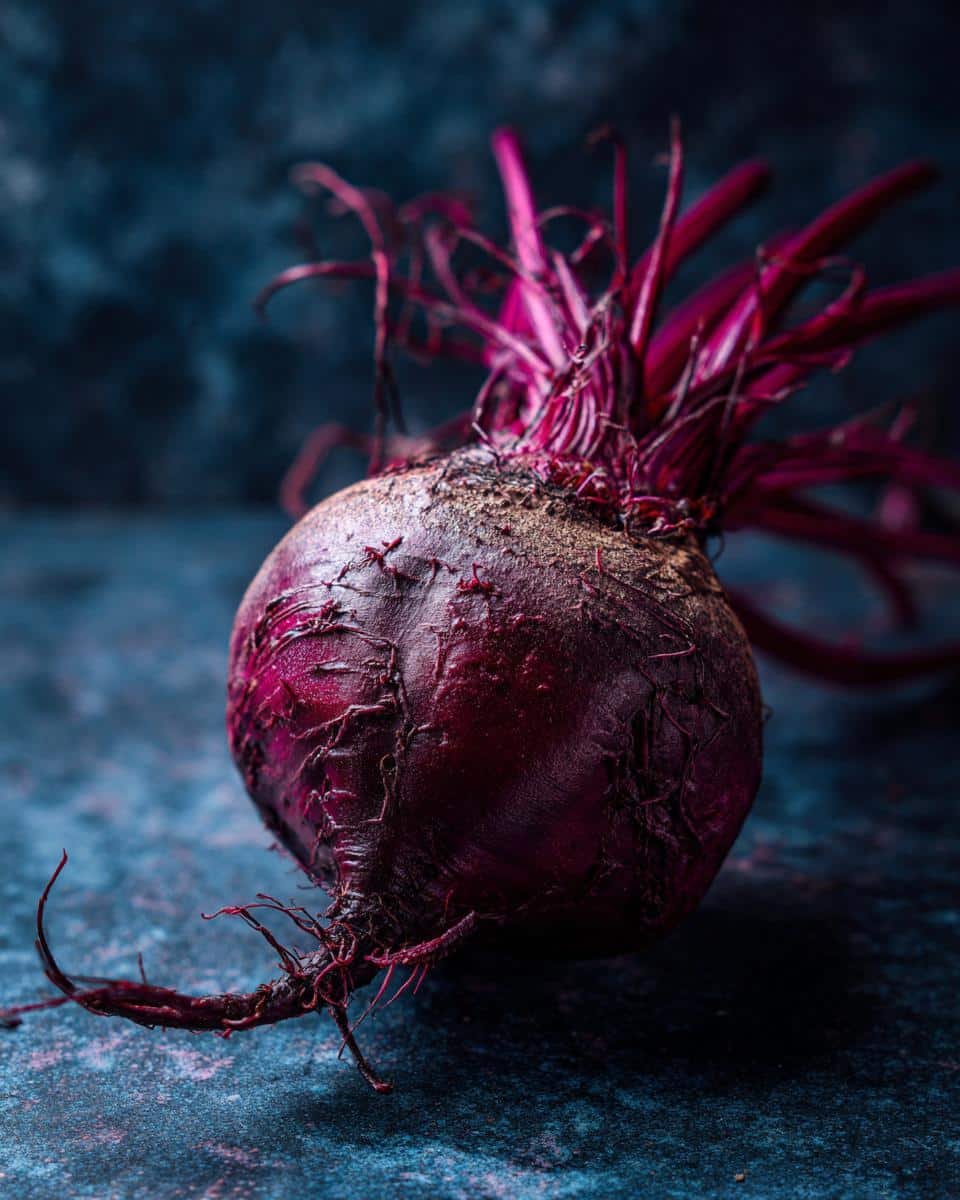 Beet and Orange Salad: 3 Secrets to a Blissful Taste 6 A vibrant, raw beet with its greens still attached, ready for a Beet and Orange Salad.