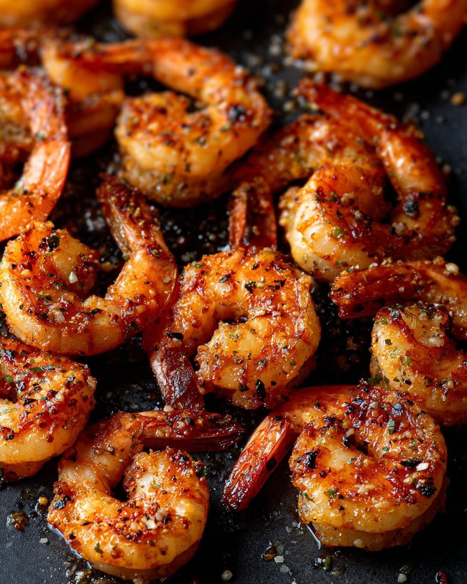 Devour Garlic Parmesan Roasted Shrimp in Under 20 Minutes 9 Close-up of Garlic Parmesan Roasted Shrimp, seasoned and ready to eat.