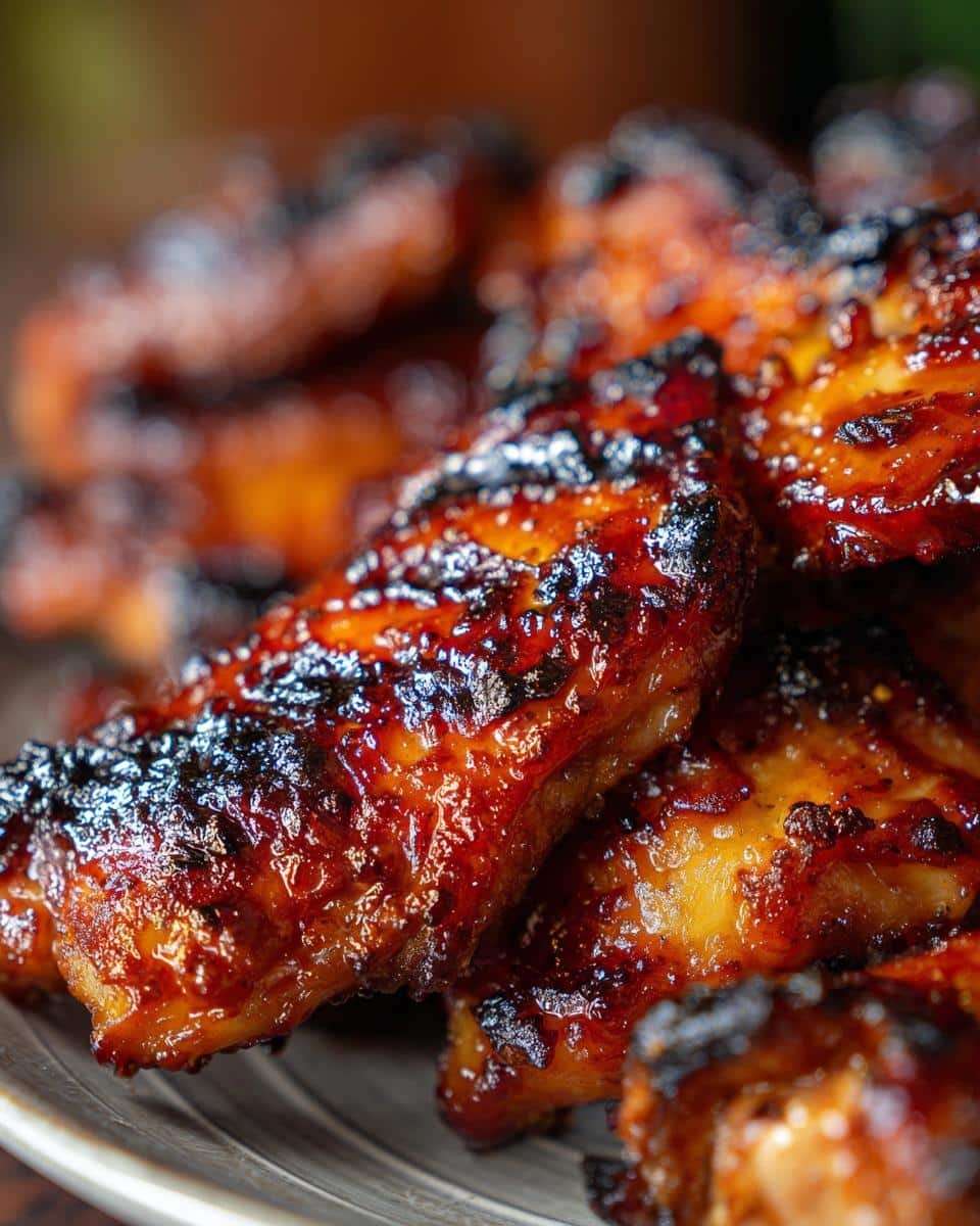 Disgustingly Good Hawaiian BBQ Chicken in Just 15 Minutes 7 Close-up of glistening Hawaiian BBQ Chicken pieces with a rich, caramelized glaze.