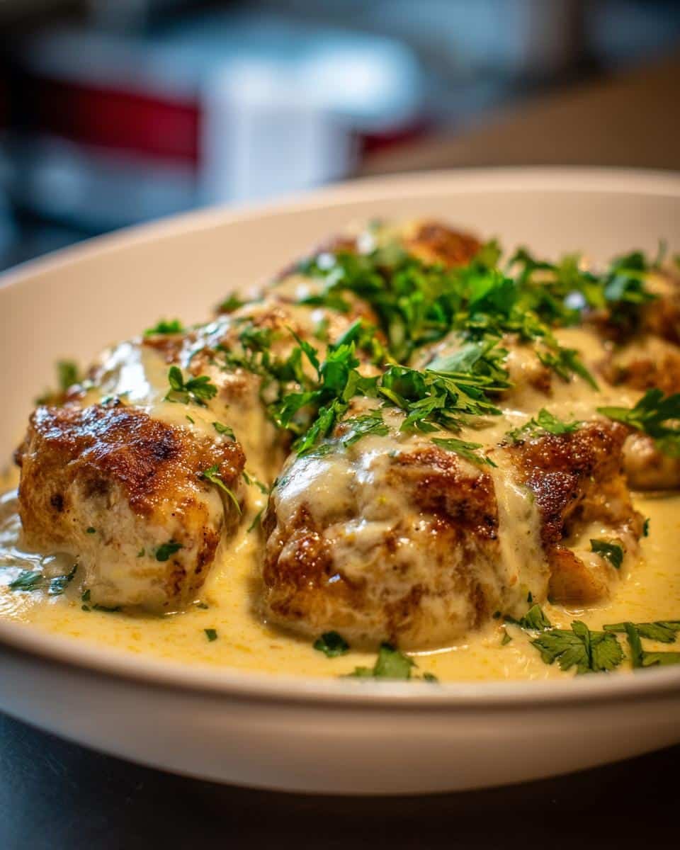 Disgustingly Easy Mexican Chicken Cheese, 35 Minutes 7 Close-up of Mexican chicken cheese in a creamy sauce, garnished with fresh parsley. Easy Snow Dough Recipe for Kids – Soft & Fun DIY Sensory Play