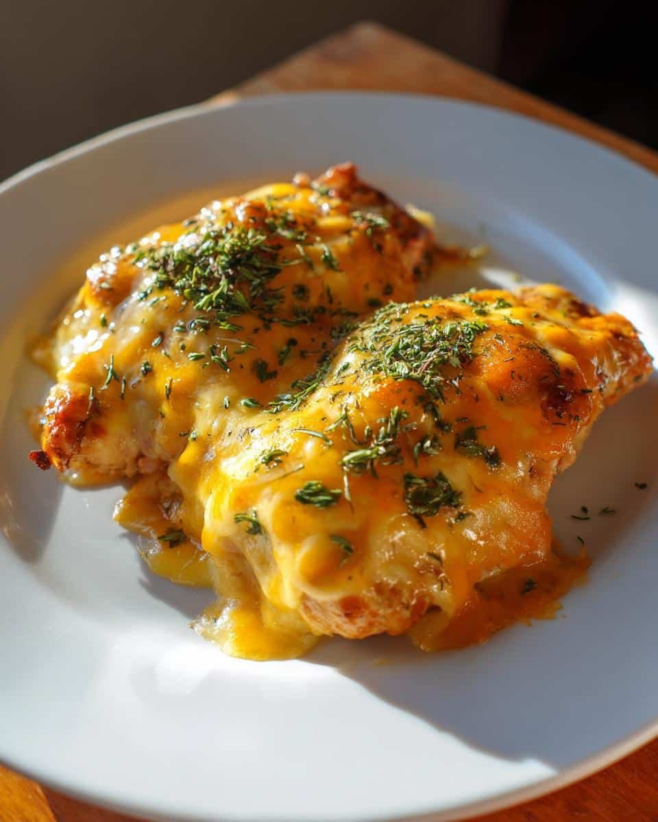 Mexican Chicken with Cheese Sauce: 40-Minute Comfort 6 Two servings of Mexican Chicken with Cheese Sauce, garnished with herbs, on a white plate.