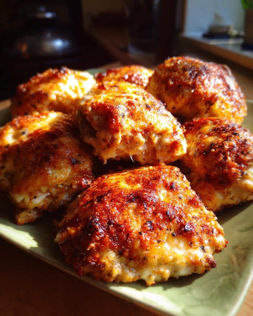 Air Fryer: 15 Minute Parmesan Crusted Chicken Win 8 A plate of golden brown Parmesan Crusted Chicken, fresh from the air fryer.