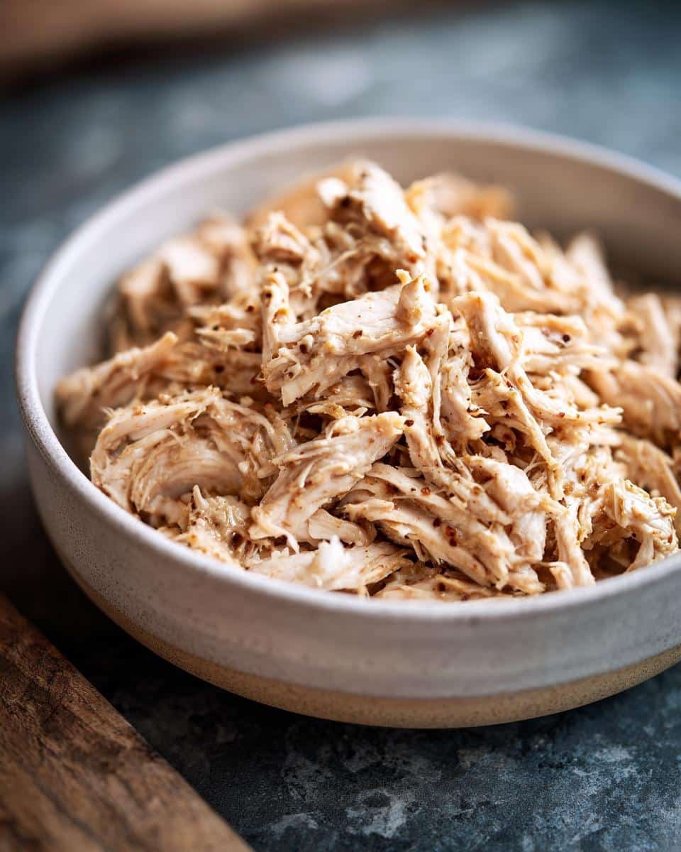 Ranch Chicken Crock Pot: 4-Ingredient Dinner Saves the Day 6 Close-up of shredded Ranch Chicken Crock Pot in a bowl, ready to serve.