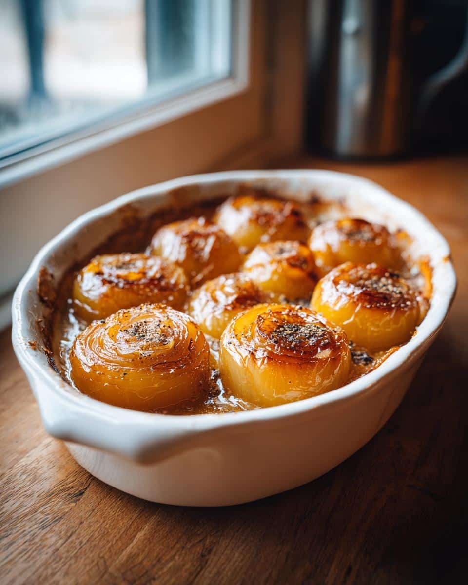 Tennessee Onions: 6 Ingredients for a Shockingly Good Dish 8 Close-up of baked Tennessee Onions in a white baking dish, seasoned and ready to serve.