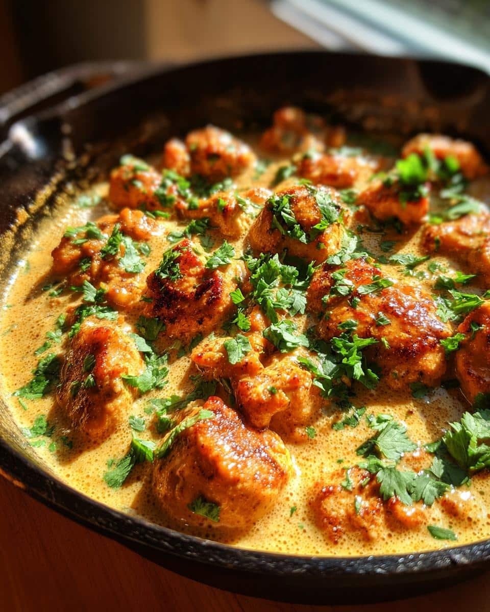 Delicious Texas Roadhouse Butter Chicken Skillet in 40 6 Close up of Texas Roadhouse Butter Chicken Skillet, garnished with fresh parsley in a cast iron skillet.