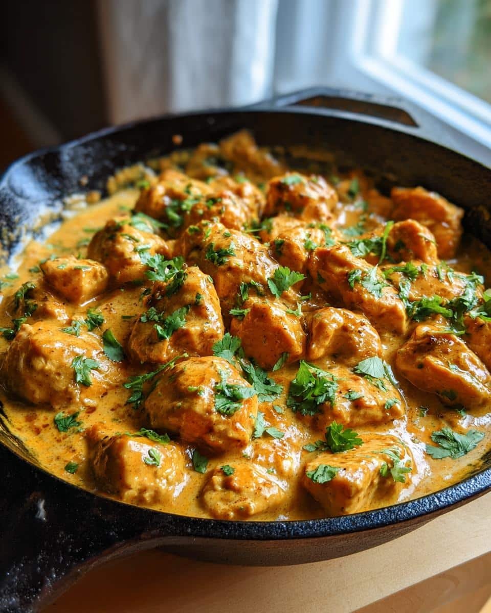 Delicious Texas Roadhouse Butter Chicken Skillet in 40 7 Close-up of Texas Roadhouse Butter Chicken Skillet with creamy sauce and fresh parsley.
