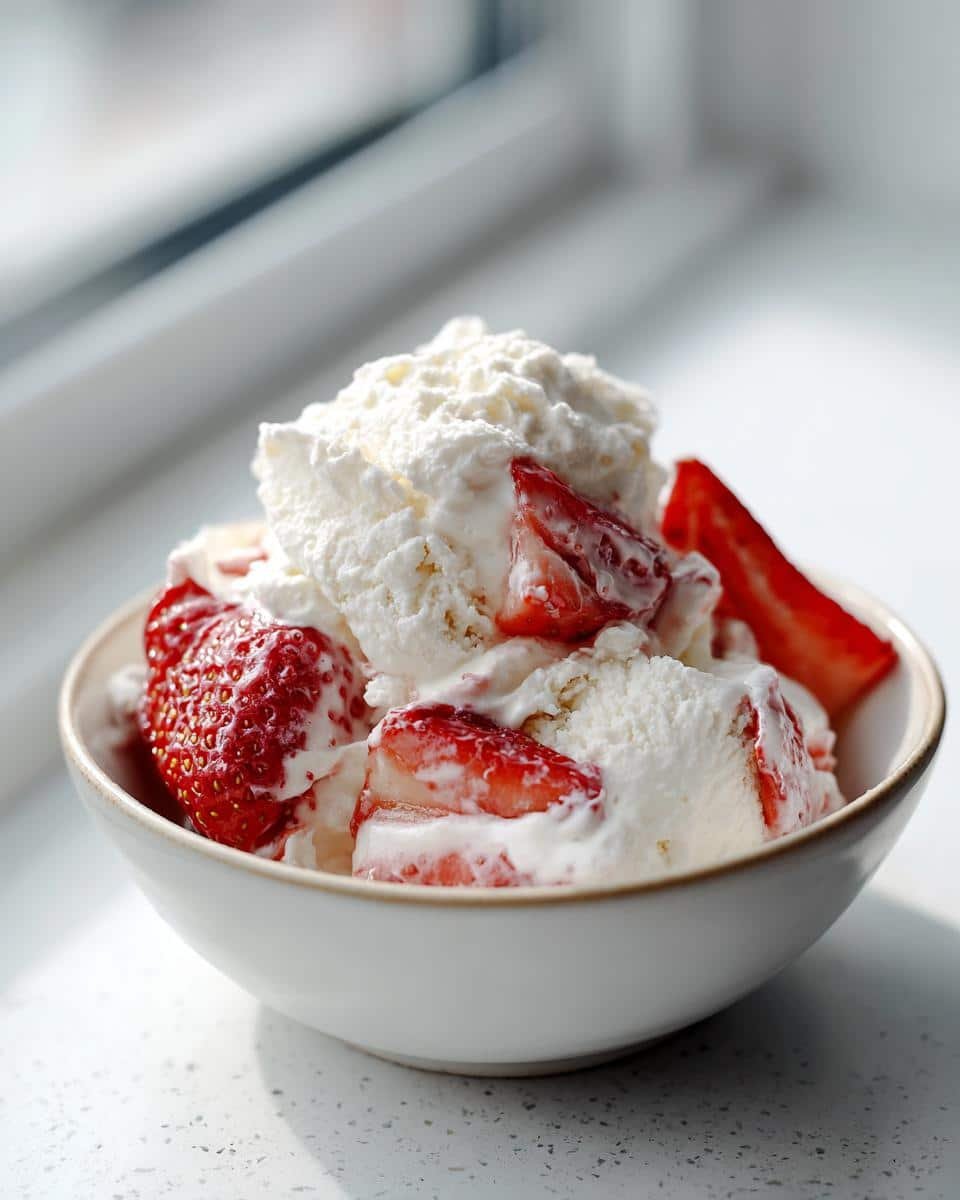 Heavenly Tres Leches Whipped Cream Strawberries in 5 Steps 6 Bowl of Tres Leches Whipped Cream Strawberries. Creamy dessert with fresh, sliced strawberries.