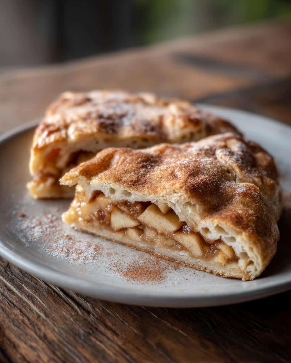 Chicago-Style Bakery Apple Slices: Grandma's Recipe 7 Two slices of Chicago-Style Bakery Apple Slices on a plate, dusted with cinnamon and sugar.