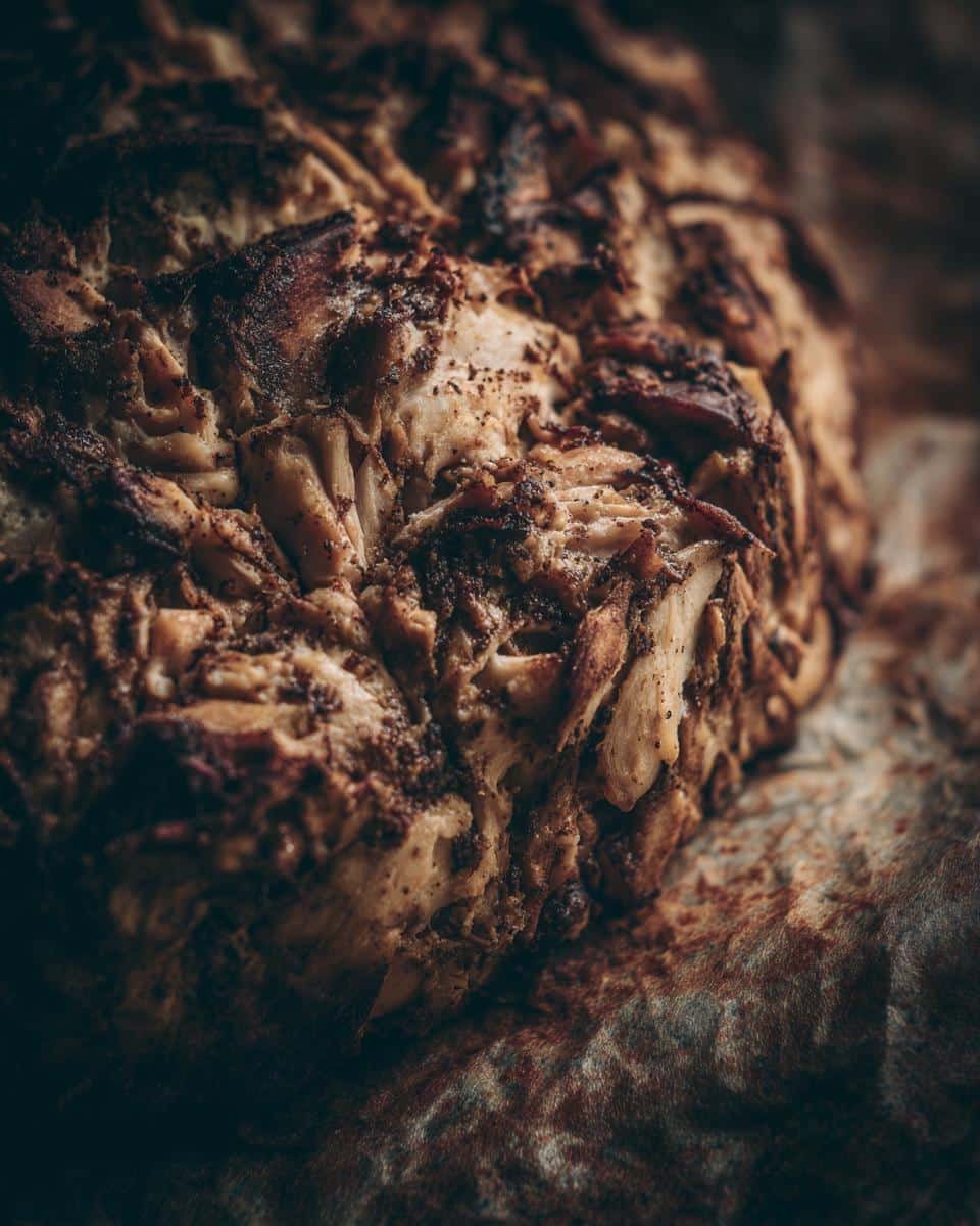 Disgustingly Easy Chicken Salad Recipe in Just 15 Minutes 8 A close-up shows the texture of the Chicken Salad Recipe ingredients, possibly shredded chicken with spices.