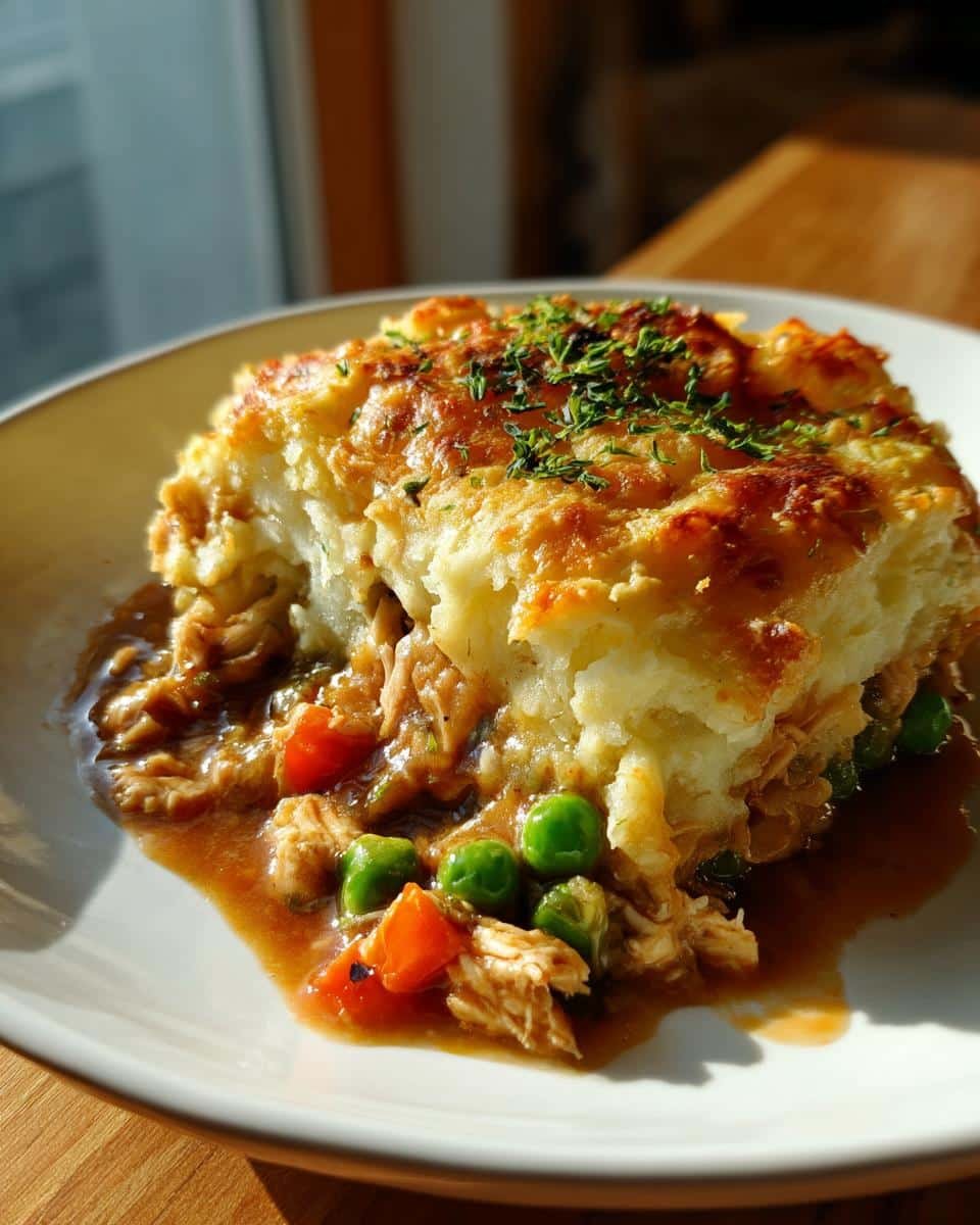 Best Shepherds Pie Recipe Chicken: Shockingly Good 7 A slice of the best shepherds pie recipe chicken, featuring a golden mashed potato topping and a rich chicken and vegetable filling.