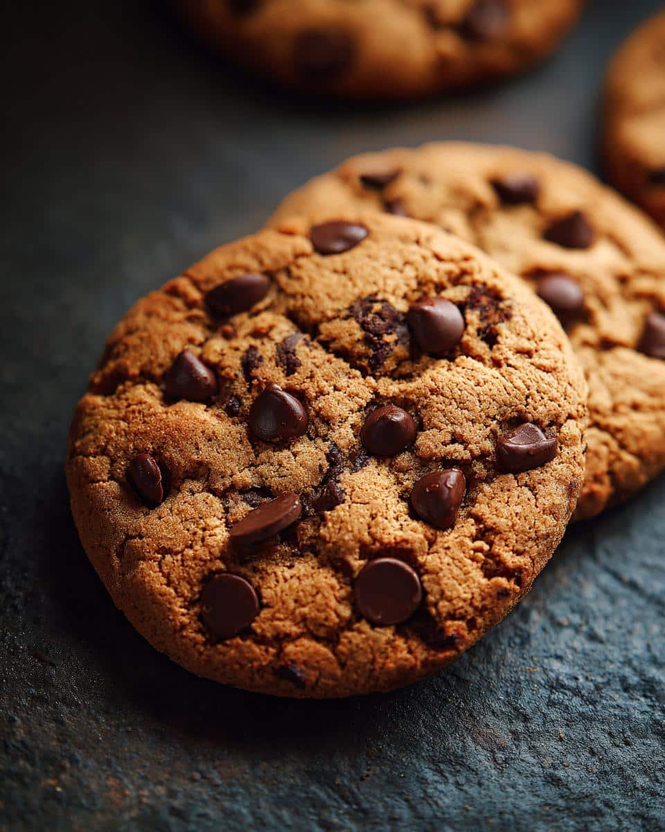 Chocolate Chip Cookies: Stop Ruining Batch #2, It's Easy 8 Close-up of freshly baked chocolate chip cookies with melted chocolate chips on a dark surface.