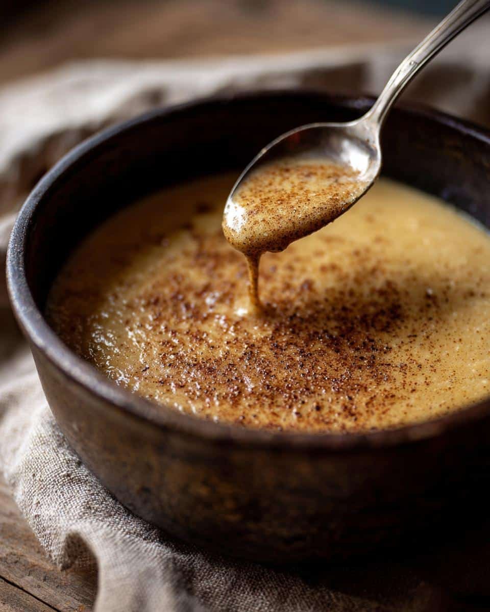 Grandma's Potato Soup: 4 Steps to Delicious Comfort 8 Spoonful of creamy potato soup being drizzled over a bowl, topped with spices.
