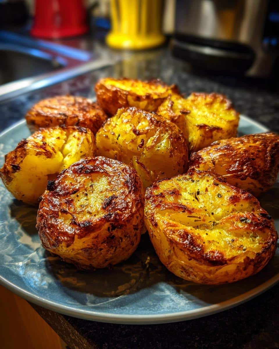 Unbelievably Delicious Creamy or Crispy Potatoes in 30 8 A plate of golden, crispy potatoes, showcasing their appealing texture and color. Creamy or Crispy Potatoes recipe.
