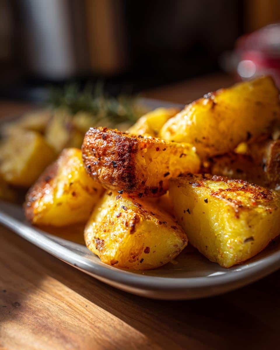 Unbelievably Delicious Creamy or Crispy Potatoes in 30 9 Close-up of golden, Crispy Potatoes on a plate, showcasing their texture and seasoning.