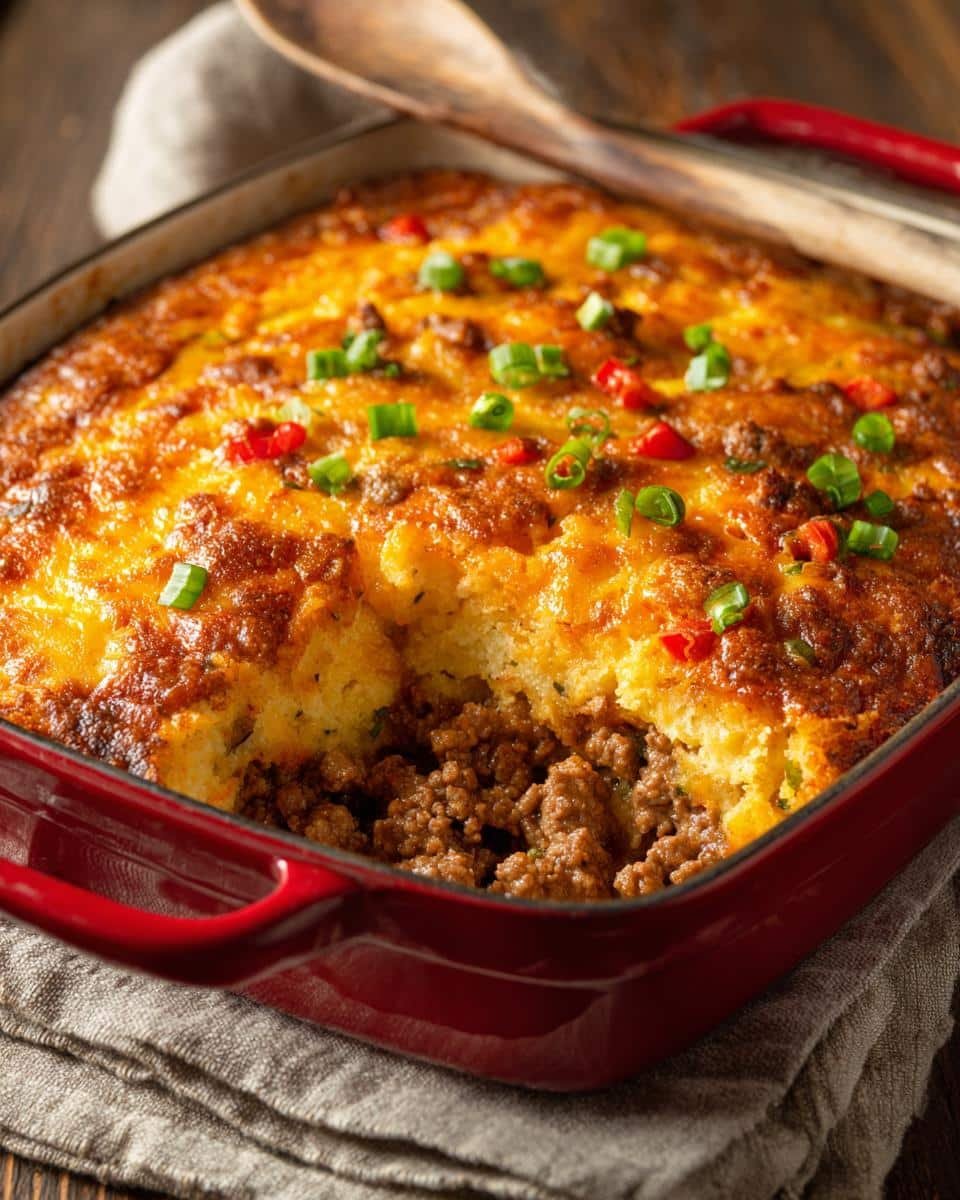 10+ Delicious Ground Turkey Recipes That Won't Disappoint 7 Shepherd's pie made with ground turkey recipes, baked in a red dish and garnished with green onions and red peppers.