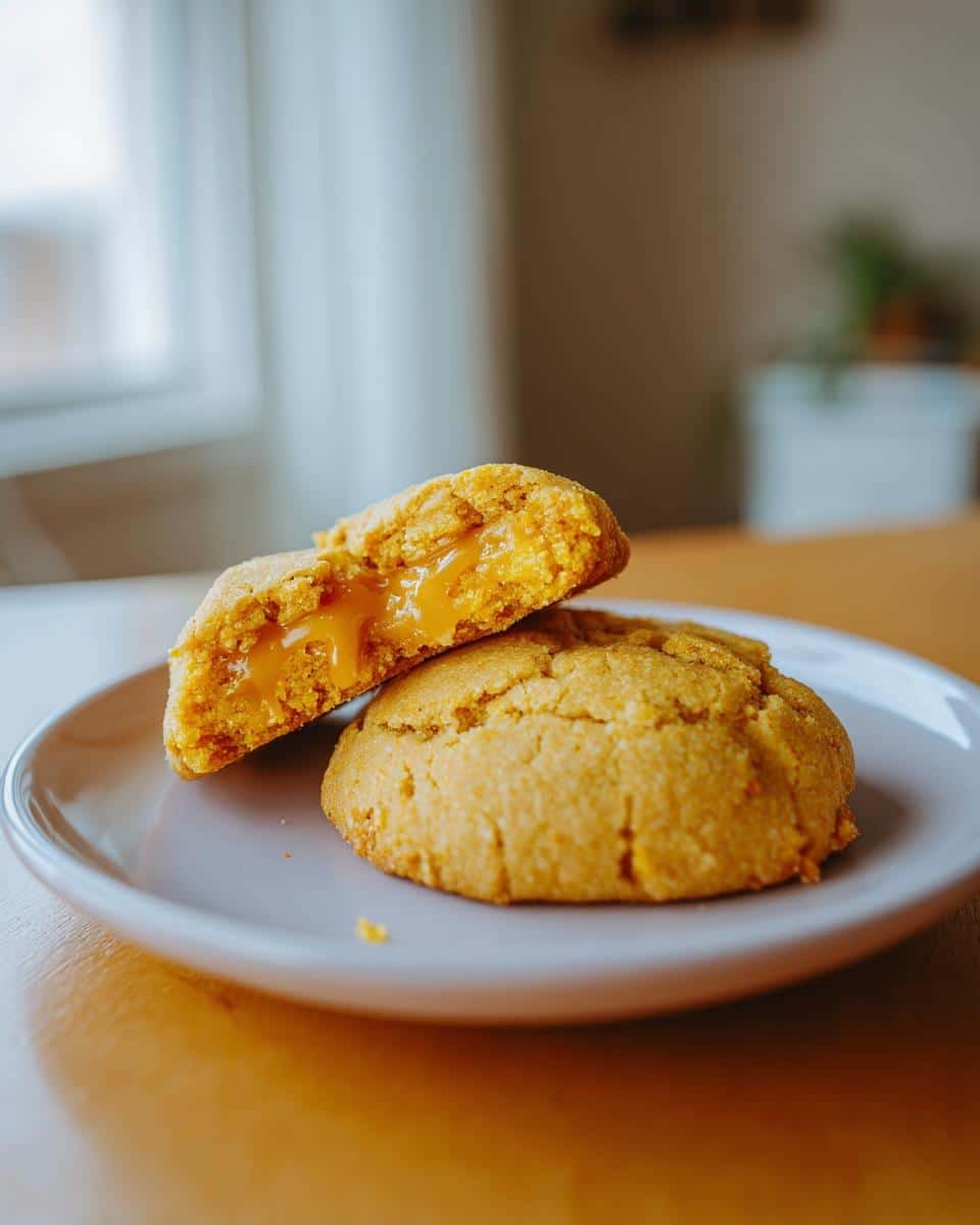 Irresistible Lemon Curd Cookies in Just 8 Steps 8 Two Lemon Curd Cookies on a plate, one broken open to show the lemon curd filling.