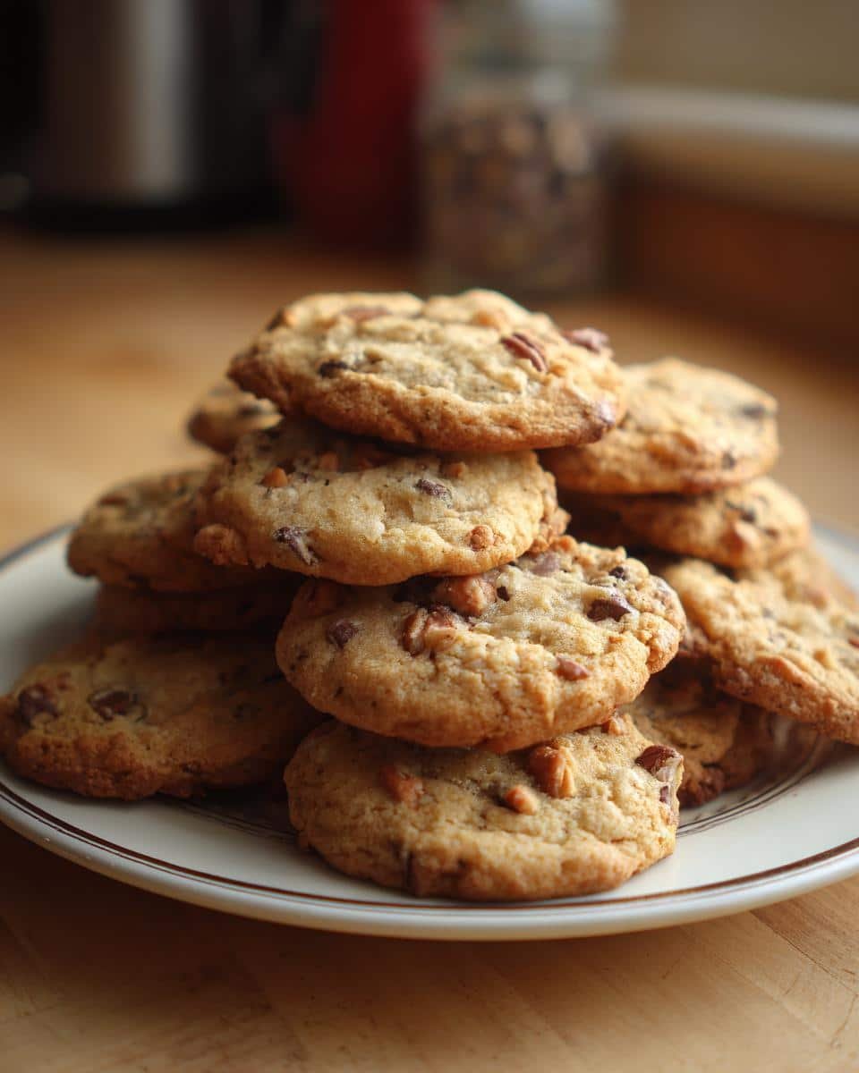 Irresistible Marry Me Cookies: 4 Tips for the Best! 6 A stack of freshly baked Marry Me Cookies on a plate, showcasing their golden-brown color and delicious mix-ins.