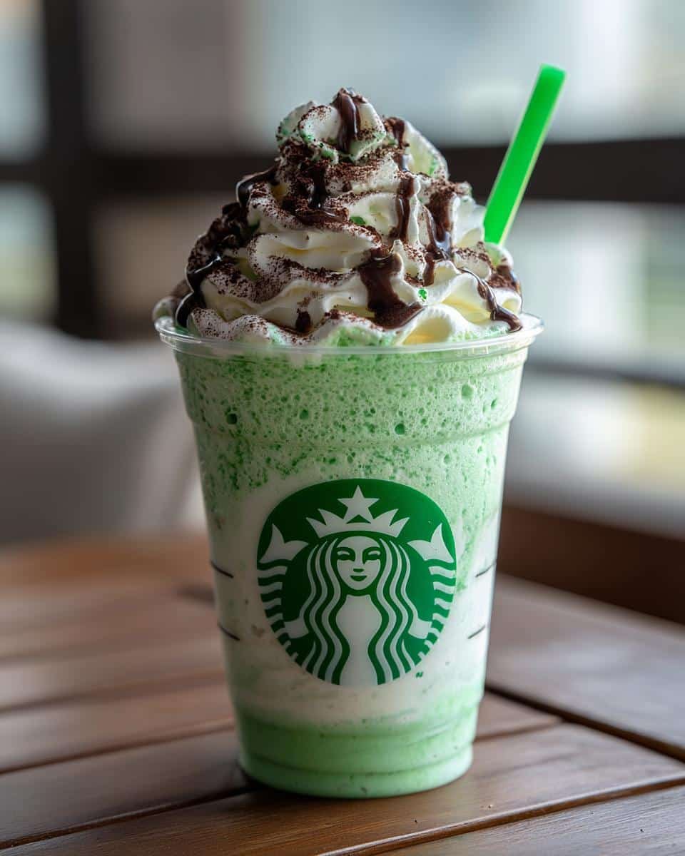 Wicked Shamrock Shake Recipe: It's Mint to Be! 9 A creamy shamrock shake with whipped cream, chocolate drizzle, and a green straw.