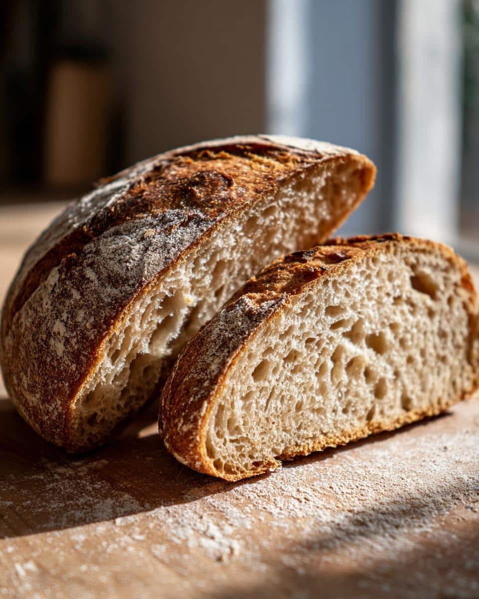 Foolproof Active Sourdough Starter Recipes With Just 4 Items 6 Close-up of a sliced sourdough bread loaf, showcasing the texture from an active sourdough starter recipes.