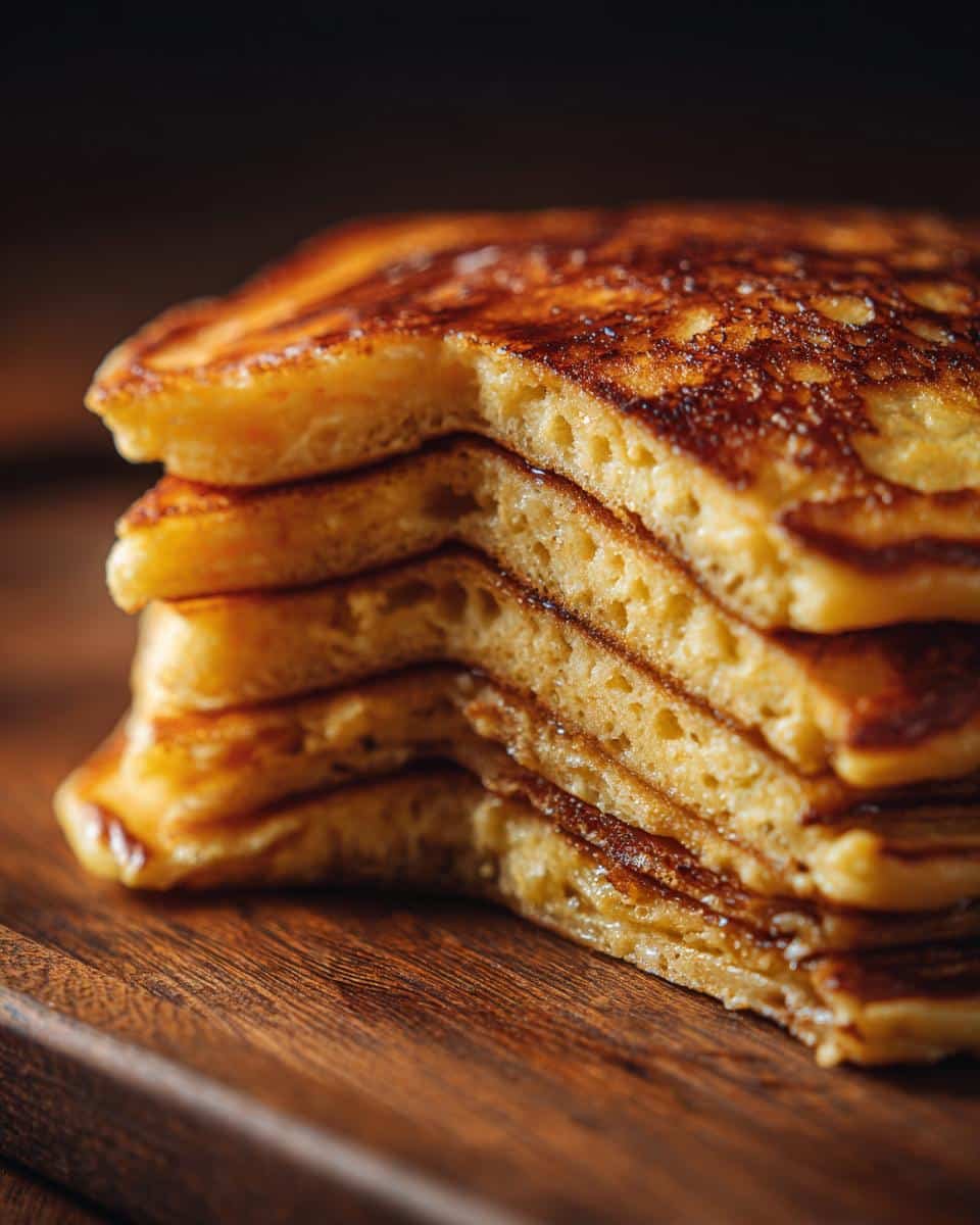 7 Amazing Sourdough Discard Recipes Pancakes, No Waste 7 Stack of golden brown pancakes made with sourdough discard recipes, served on a wooden board.
