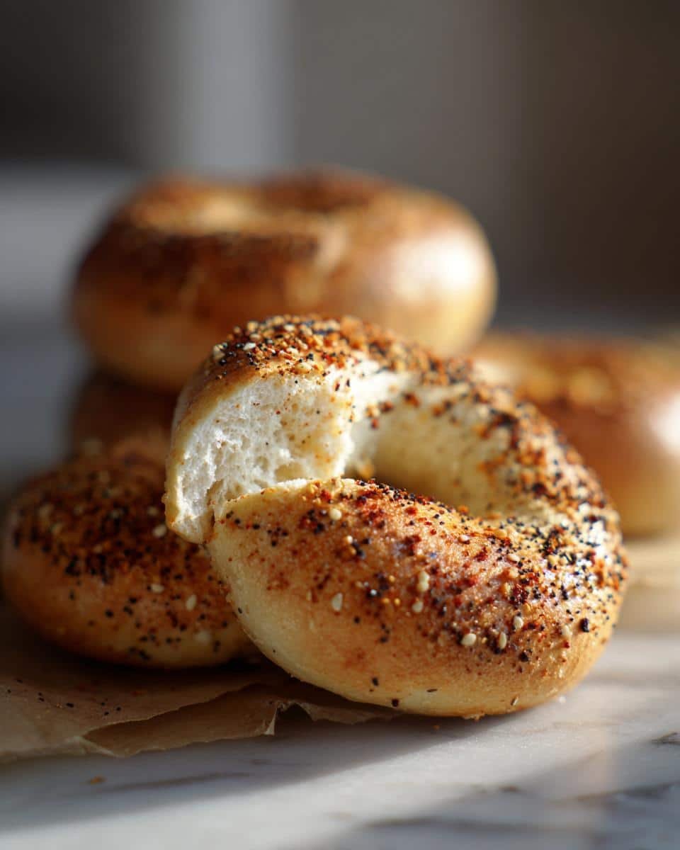 Devilish Creamy Blueberry Cheesecake Protein Bites 9 Image of bagels, not directly related to creamy blueberry cheesecake protein bites recipe.