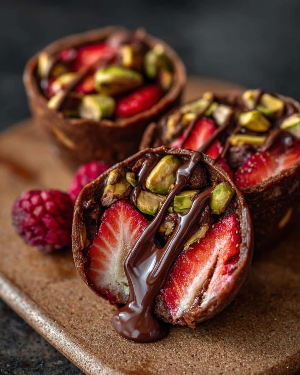 Dubai Chocolate Strawberry Cups Recipe: 3-Step Bliss 8 Delicious Dubai chocolate strawberry cups recipe with fresh strawberries, pistachios, and chocolate drizzle.